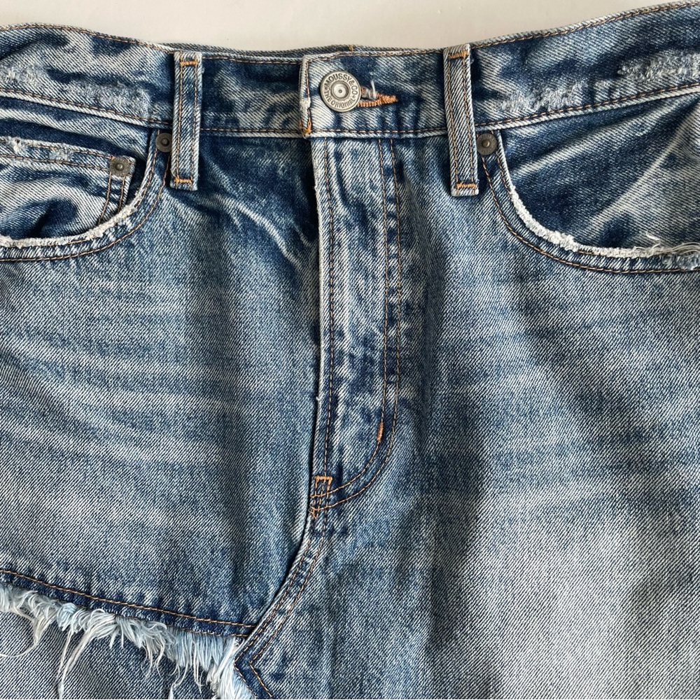 Moussy Denim Skirt Fringe Boho Retro Y2K Festival Cowgirl Sz S 2 Fall Patchwork - Picture 3 of 8